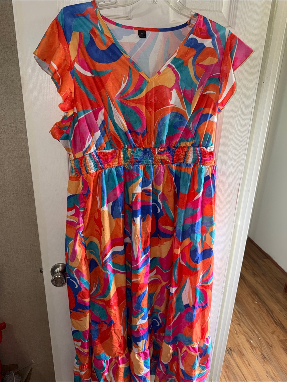 SHEIN Women’s 4XL Vibrant Swirl Maxi Dress - Multicolor